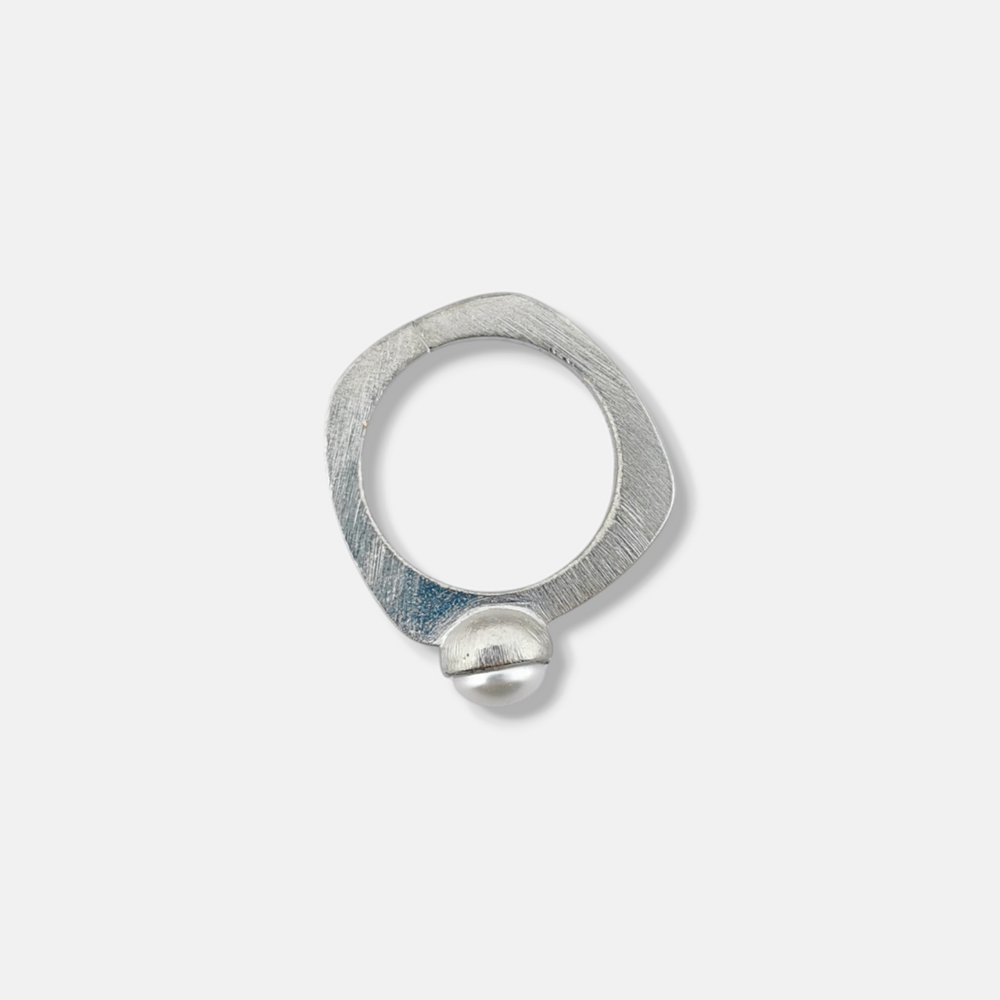 Anillo Dita con Perla en Plata Mate