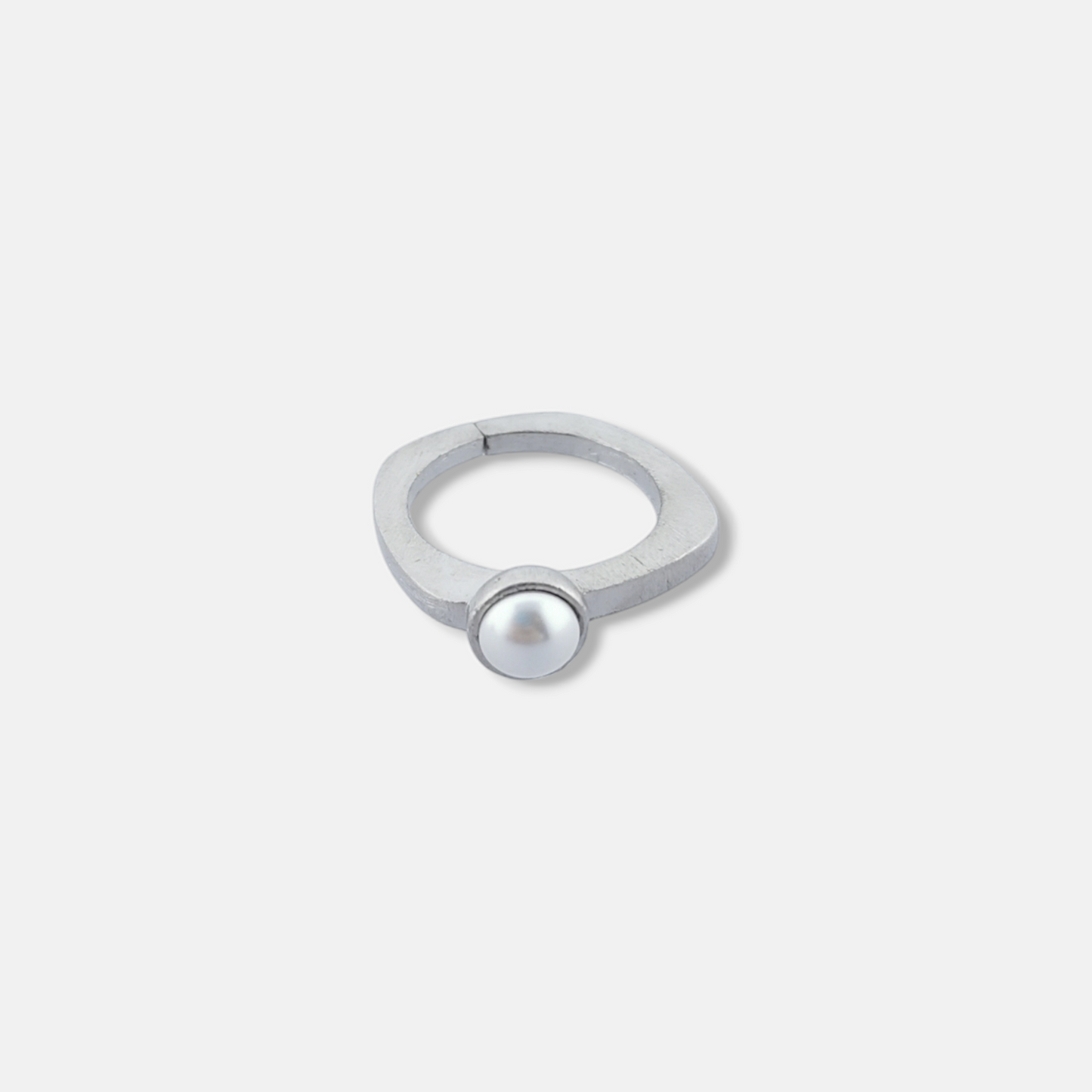 Anillo Dita con Perla en Plata Mate