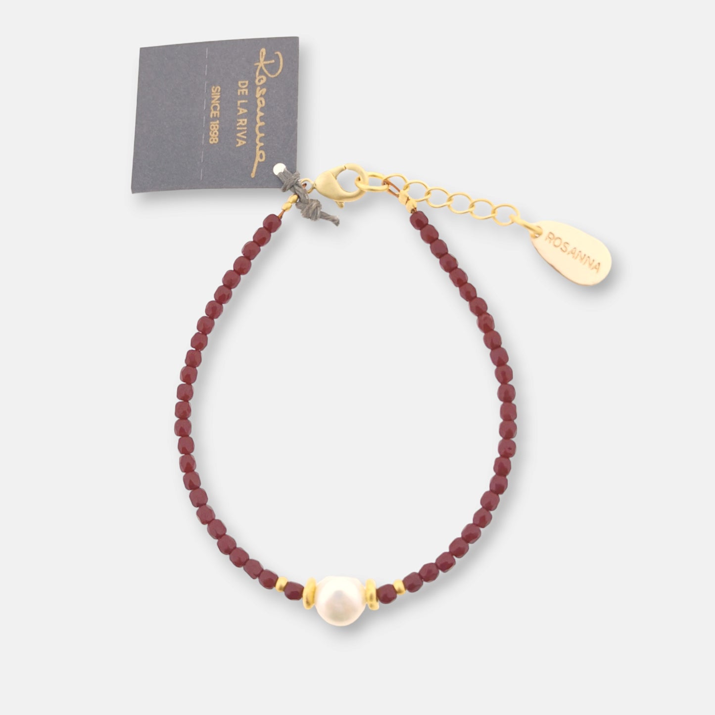 Pulsera Marais Granate en Dorado Mate con Perla