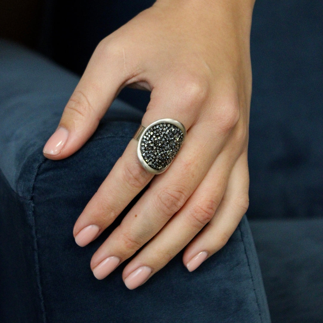 Anillo Dita en Plata Mate con Cristales Swarovski