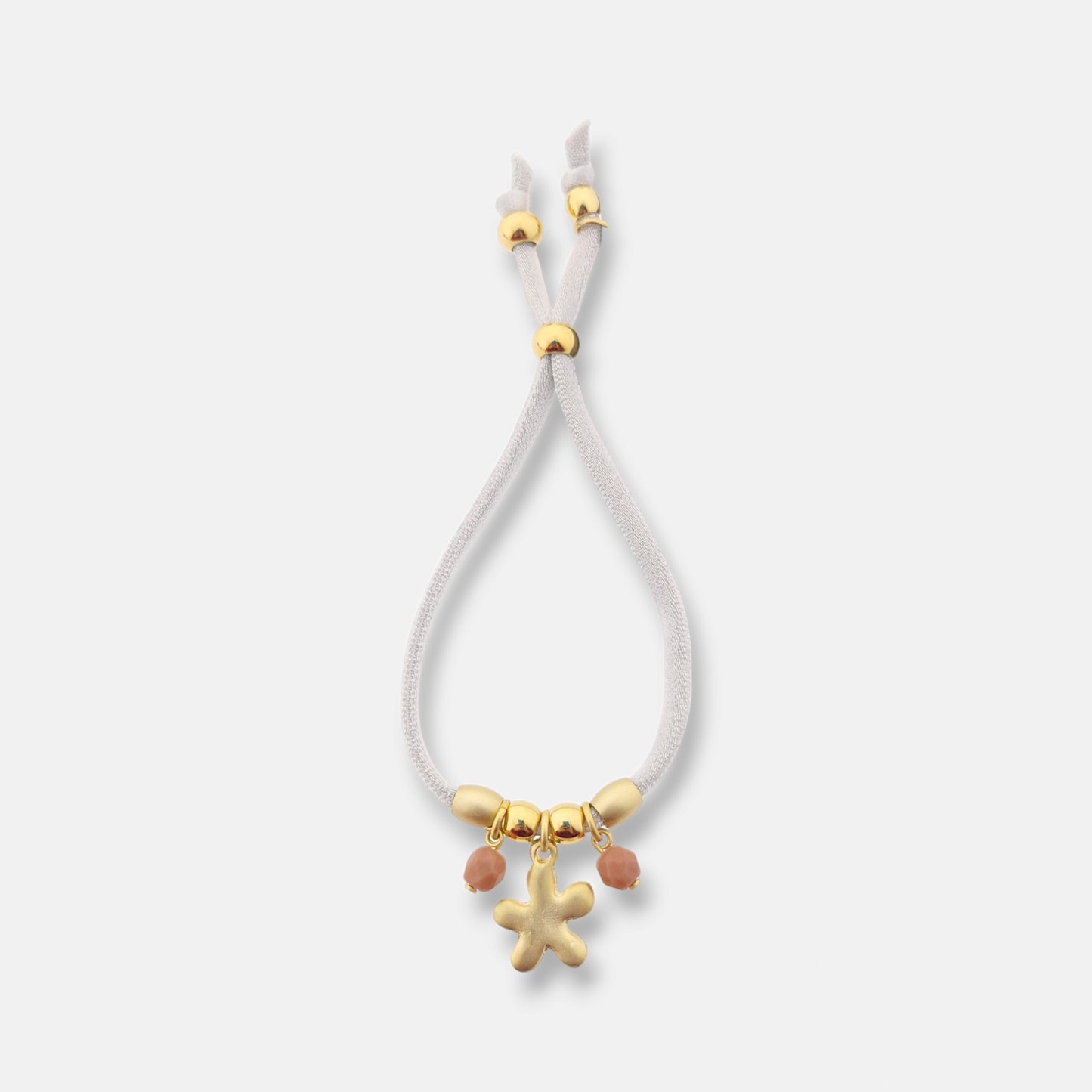 Pulsera Mediterránea con Flor y Piedras en Dorado Mate