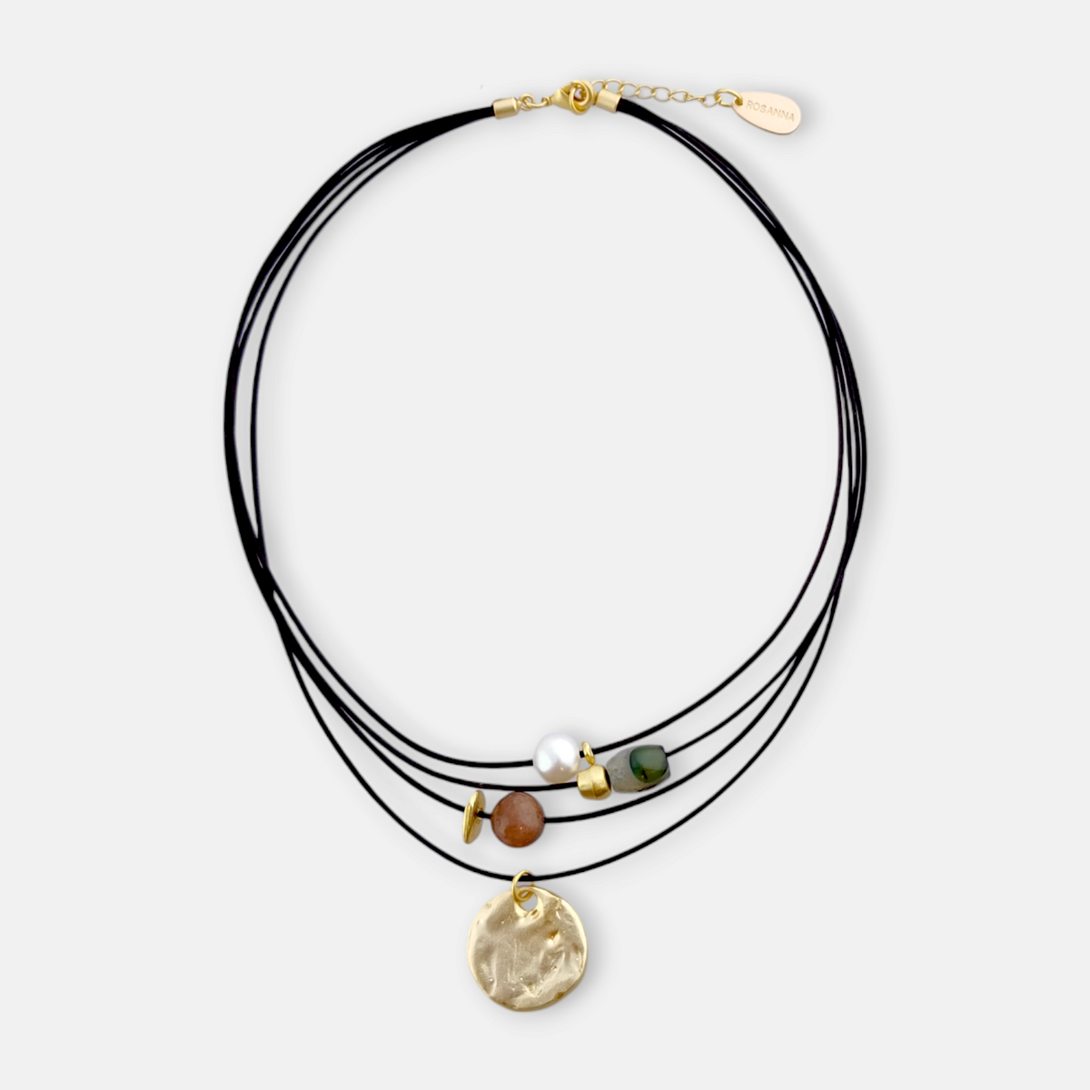 Collar Marais Corto Café Con Colgante Central