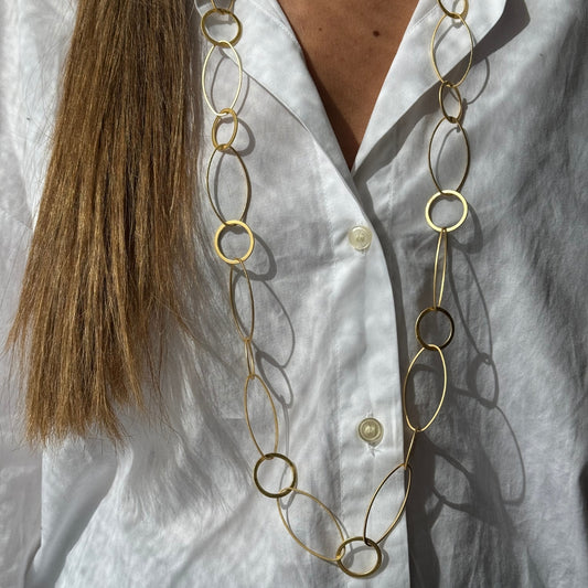 Collar Roma Largo en Cadena Irregular Dorado Mate