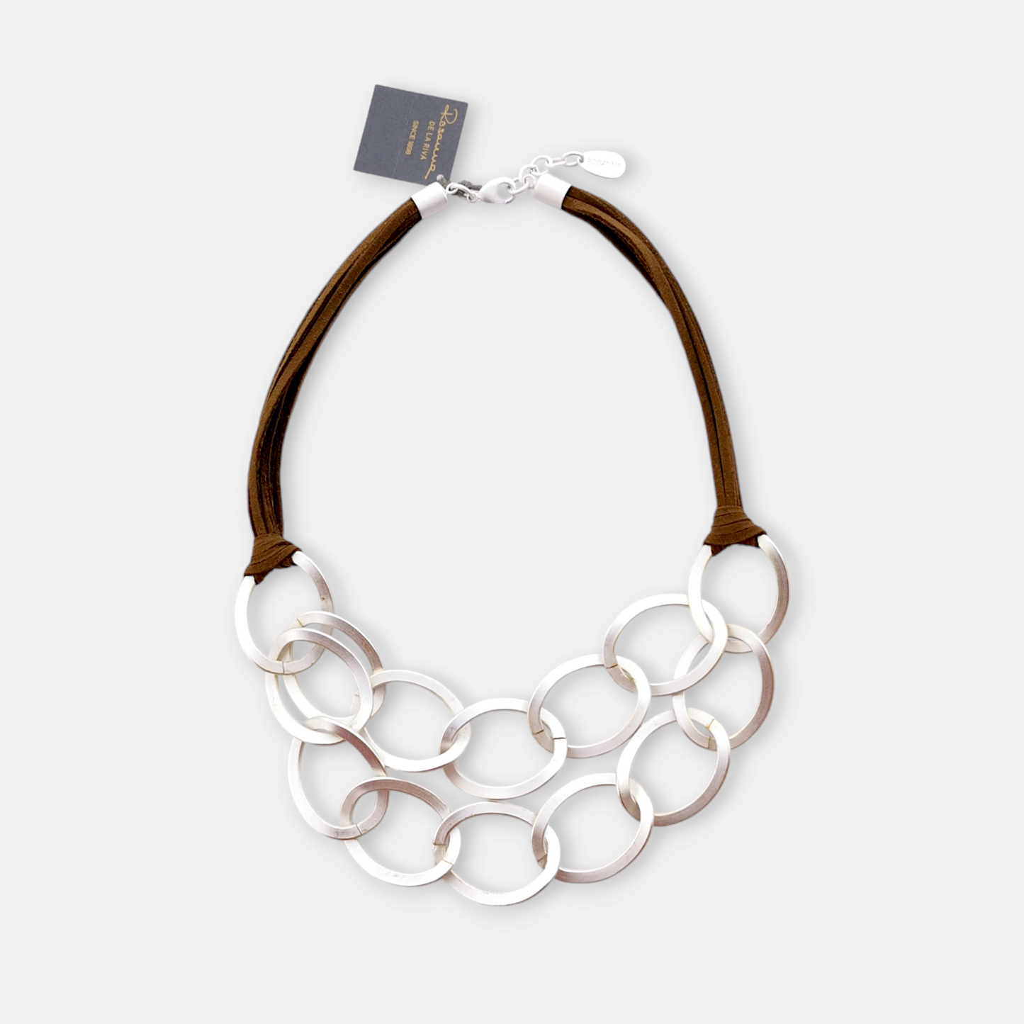 Collar Roma en Plata Mate y Cordón