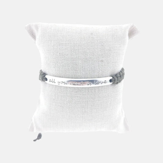Pulsera Capri Plateado viejo Cordón kaki all you need is love