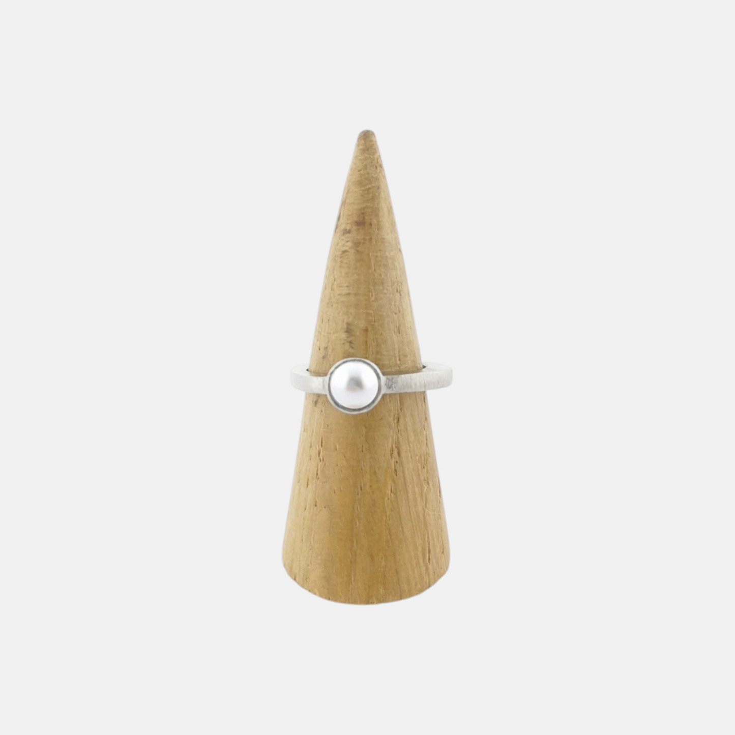 Anillo Dita con Perla en Plata Mate