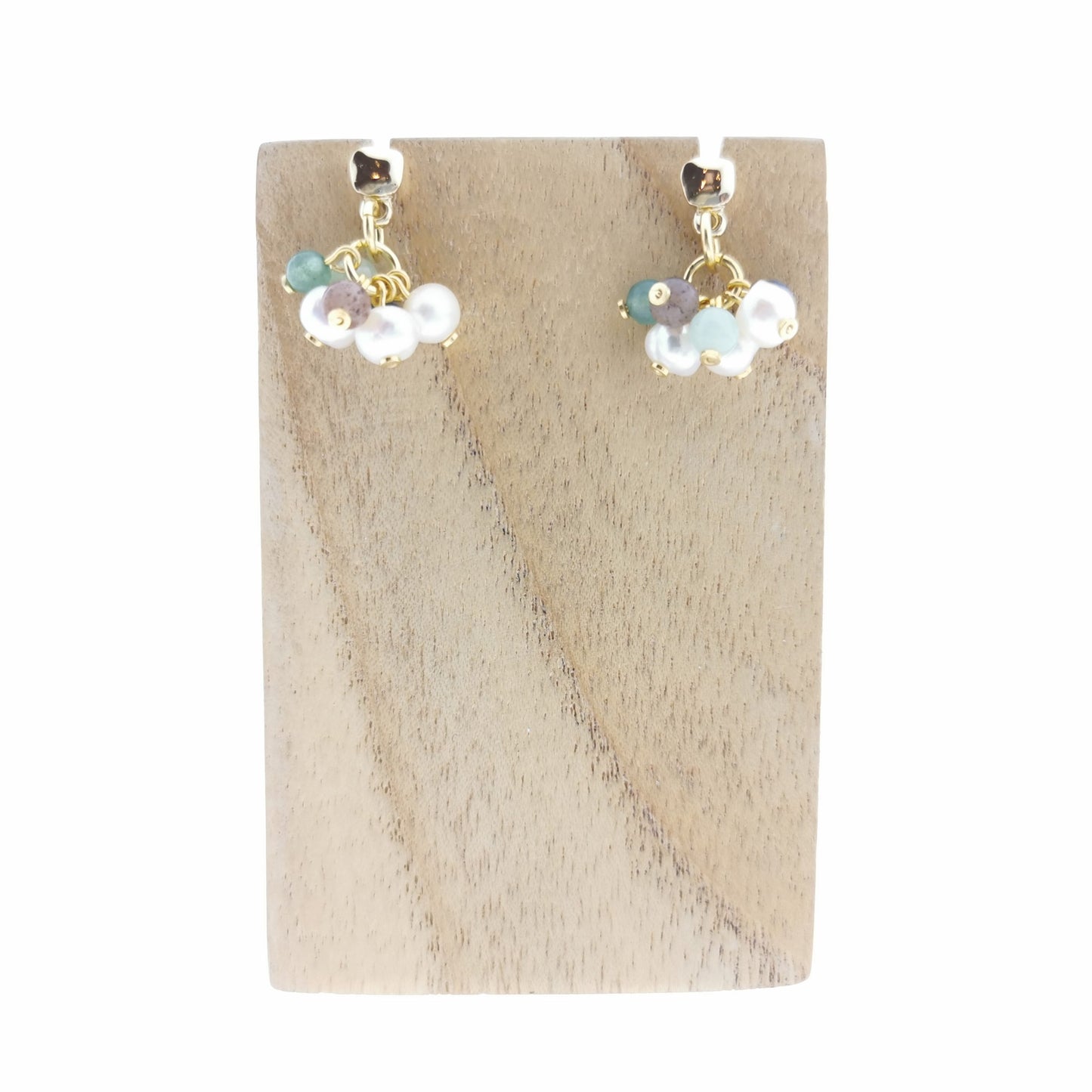 Aros Marais con Perla y Piedras en Dorado Mate