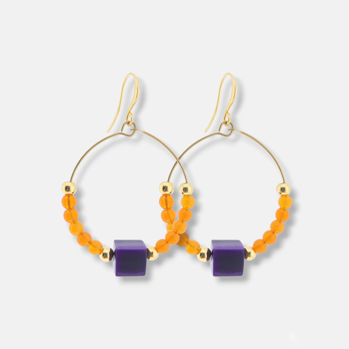 Aros Capri en Dorado Mate, Morado y Naranja