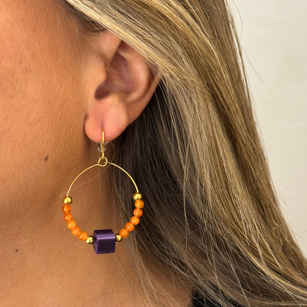 Aros Capri en Dorado Mate, Morado y Naranja