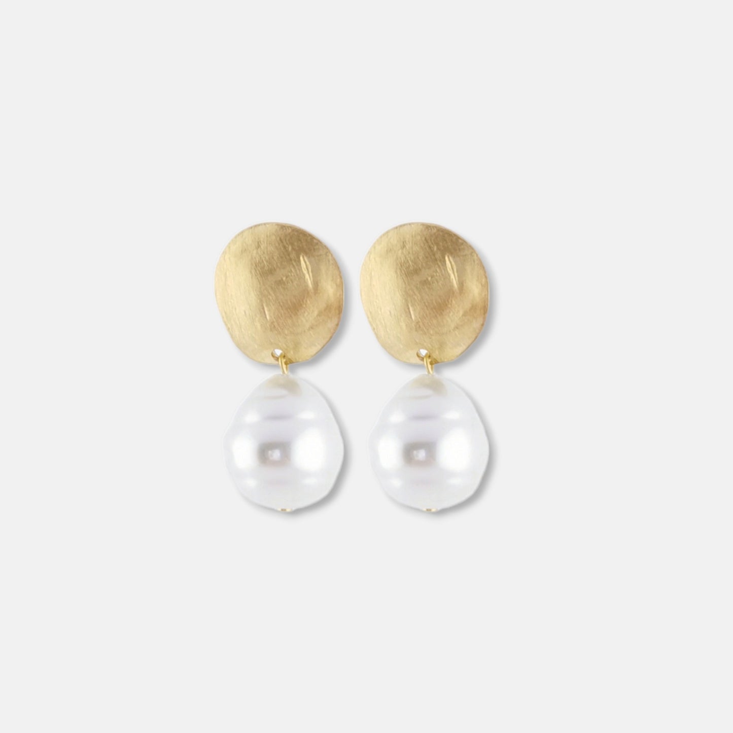 Aros Marais con Perla Irregular Dorado Mate