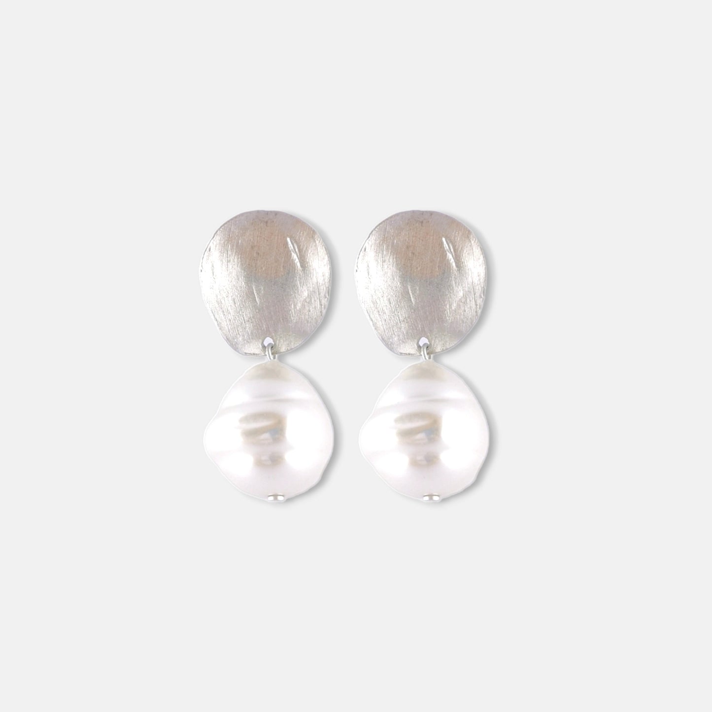 Aros Marais con Perla Irregular Plata Mate