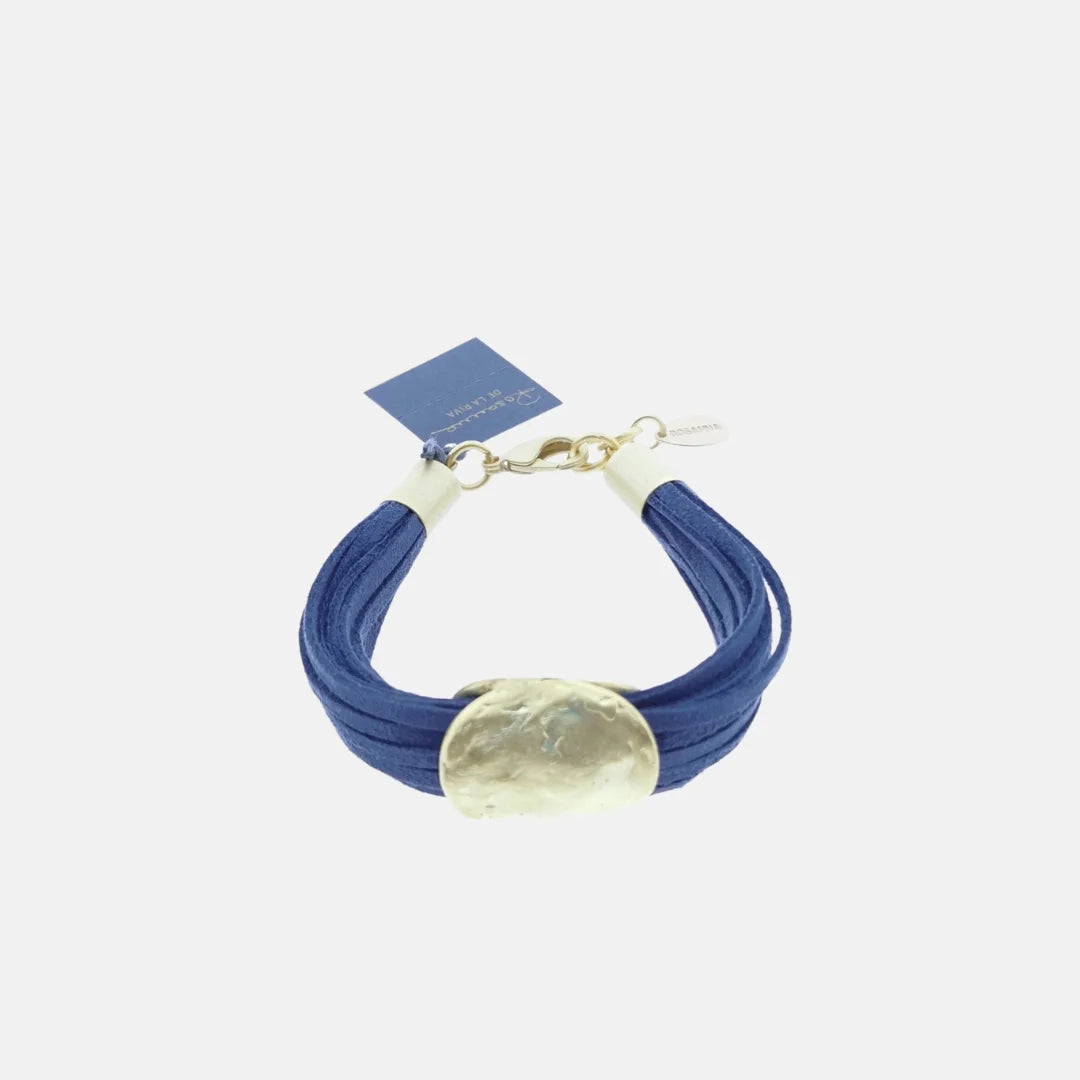 Pulsera Origins con cordones color marengo y Dorado Mate