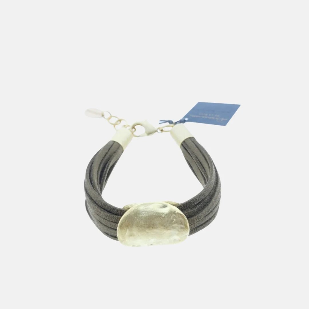 Pulsera Origins con cordones color visón y Dorado Mate