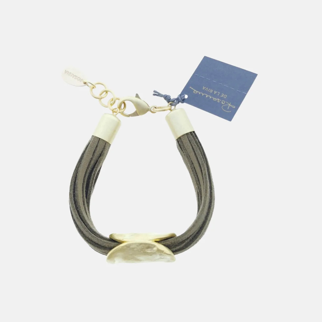 Pulsera Origins con cordones color visón y Dorado Mate