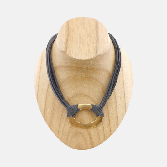 Collar Origins con Cordones Marengo  y Adorno Dorado Mate