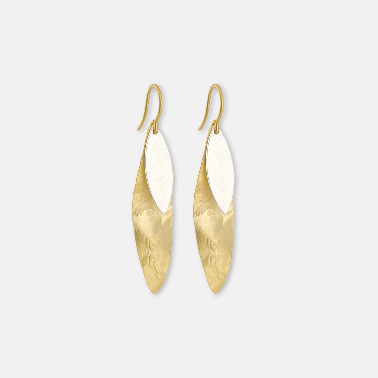 Aros Aire Hojas en Oro y Plata Mate