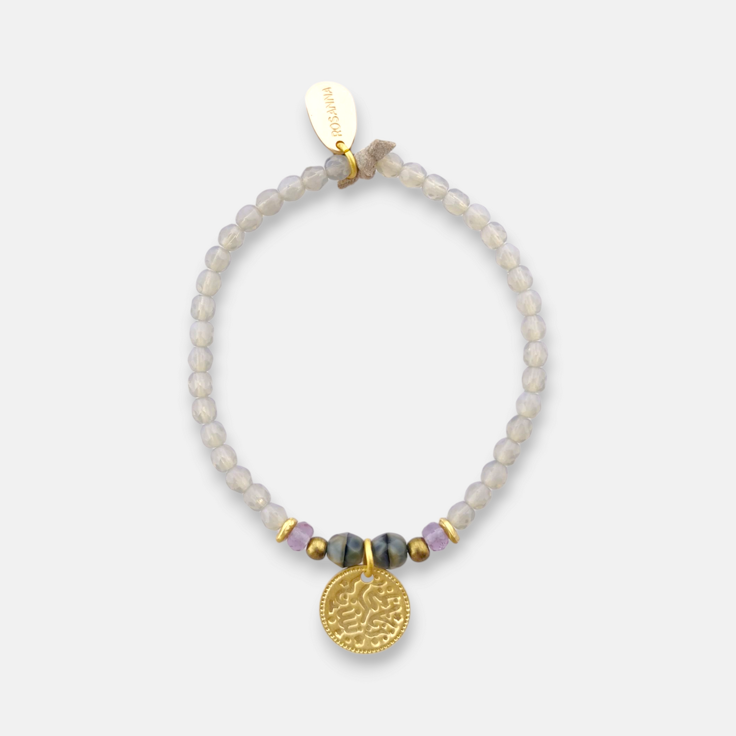 Pulsera Marais en Dorado Mate, con medalla y piedras