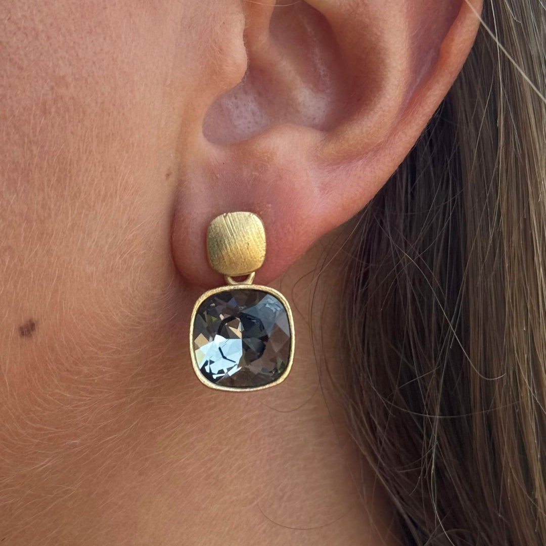 Aros Dita en Dorado Mate y Cristal