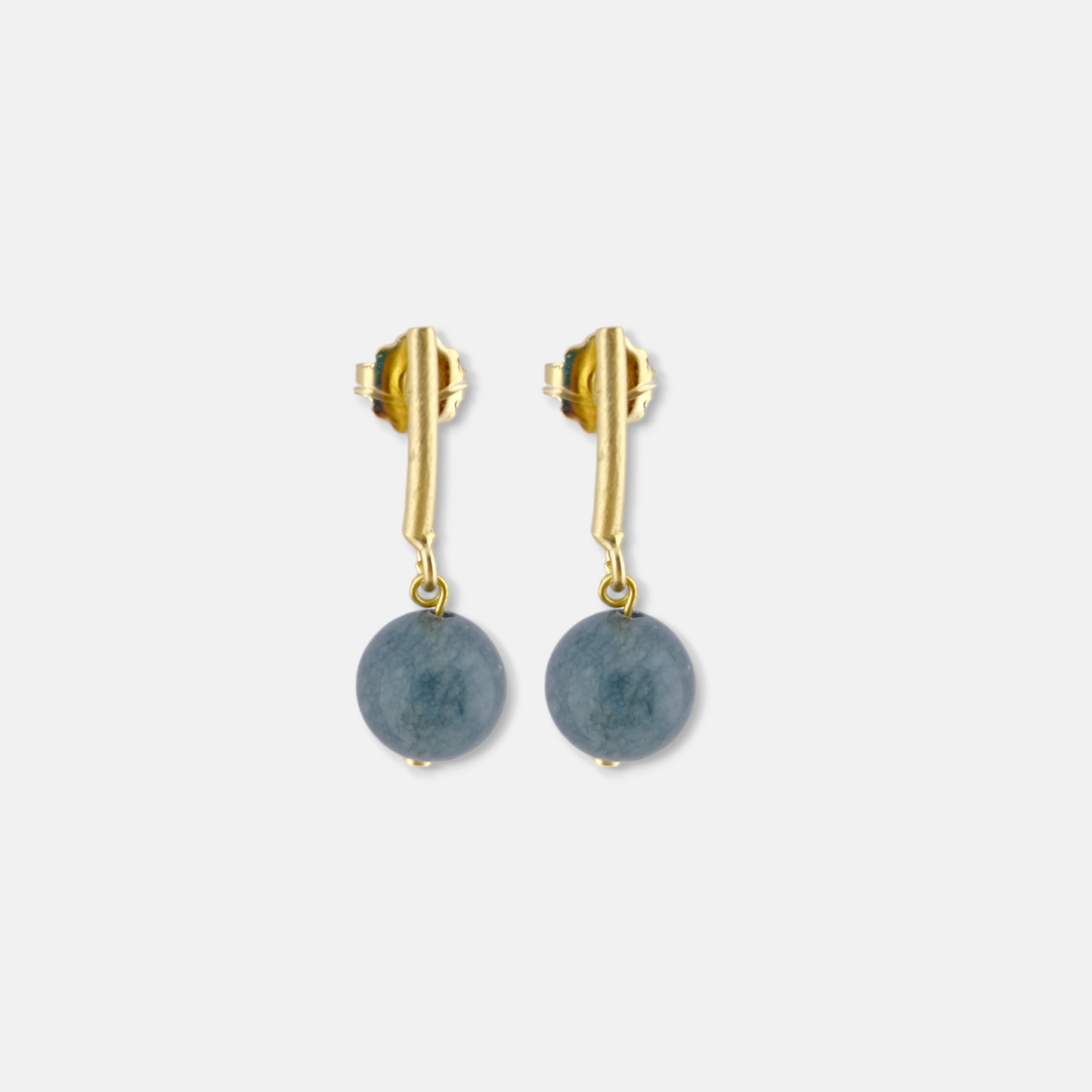 Aros Capri con Barra en Dorado Mate y Piedra Gris
