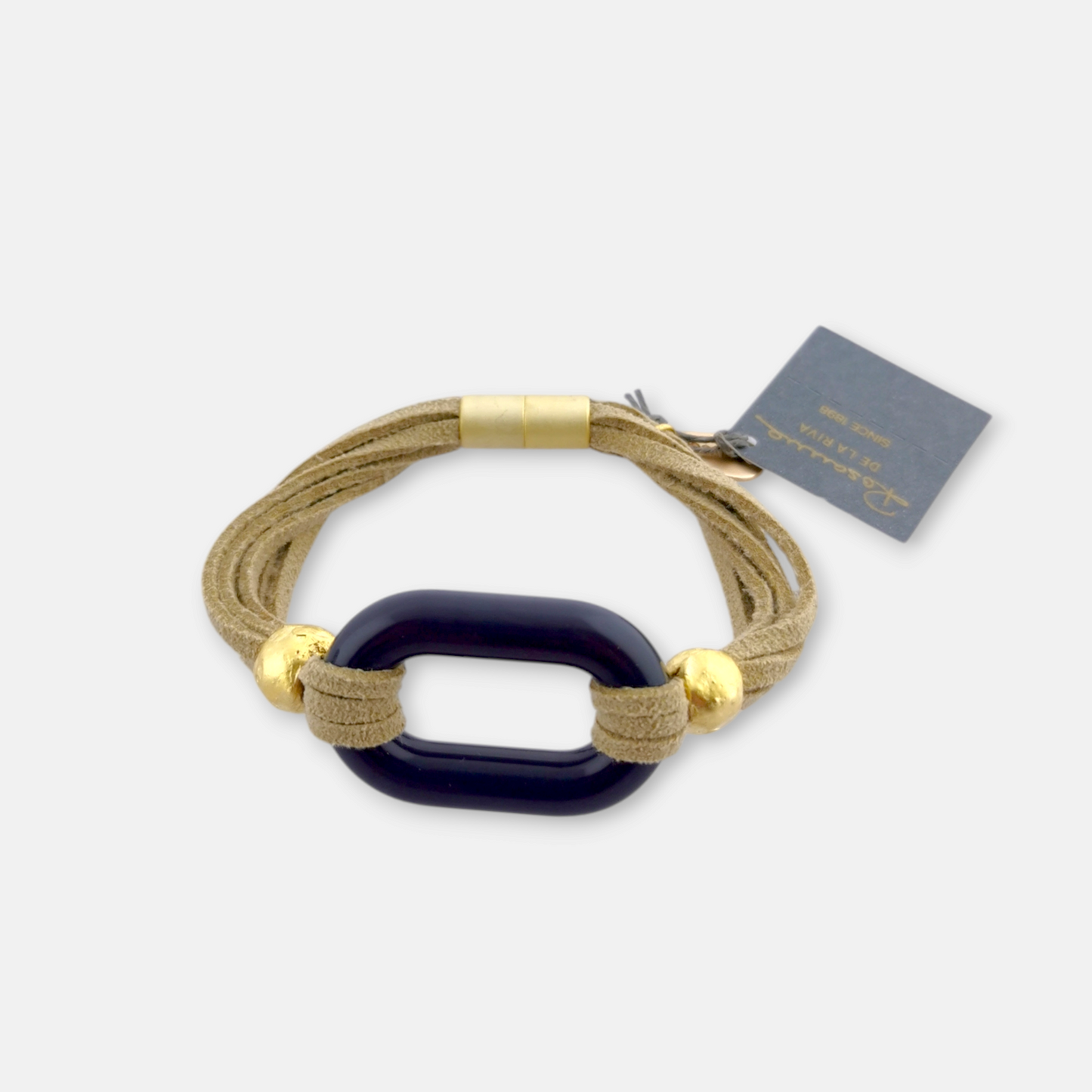 Pulsera Essential en Dorado, con cordon y figura azúl de resina