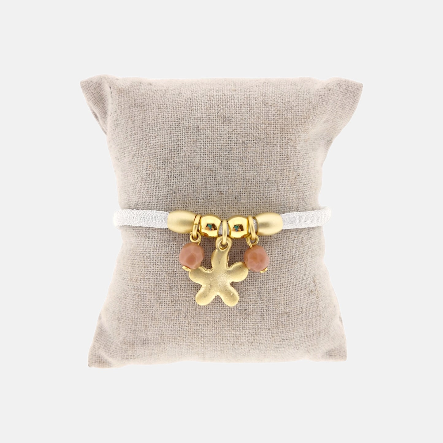 Pulsera Mediterránea con Flor y Piedras en Dorado Mate
