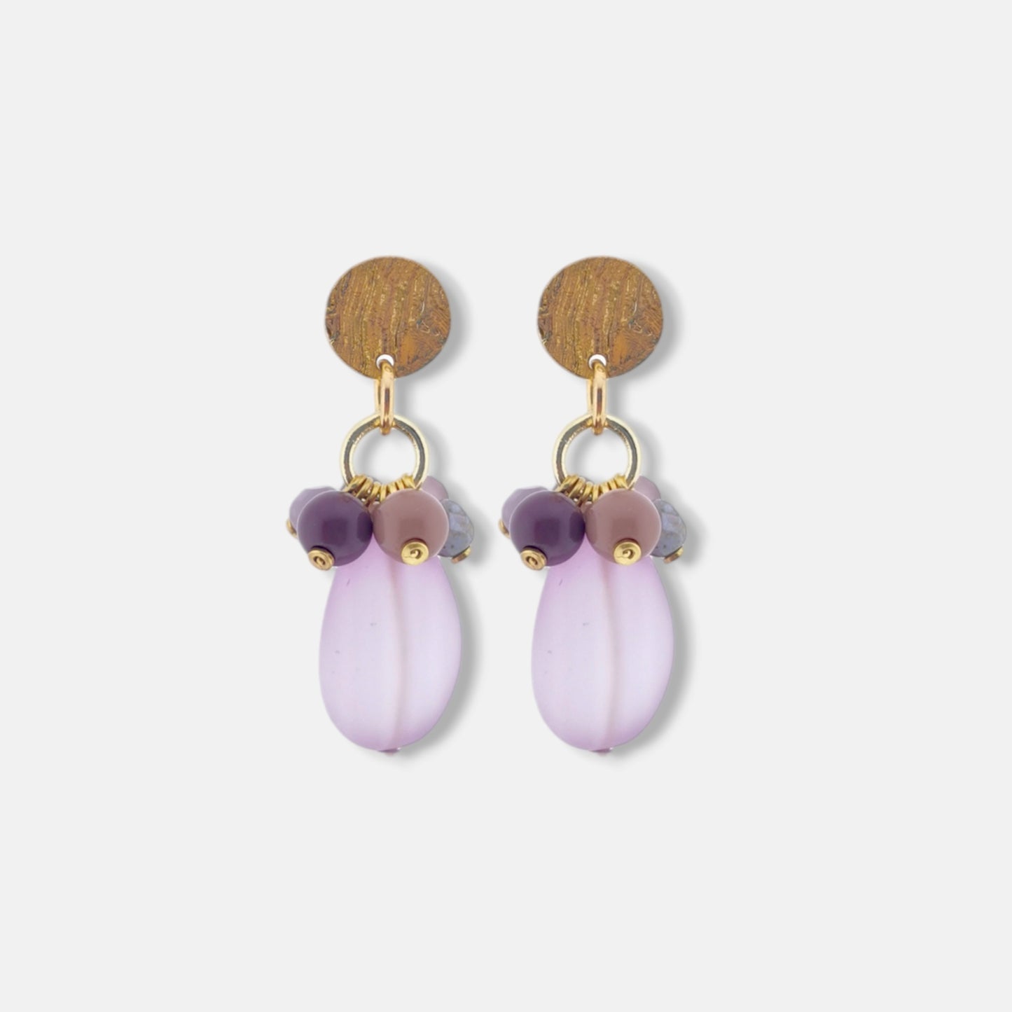 Aros Capri en Dorado Brillante y Piedra Rosada