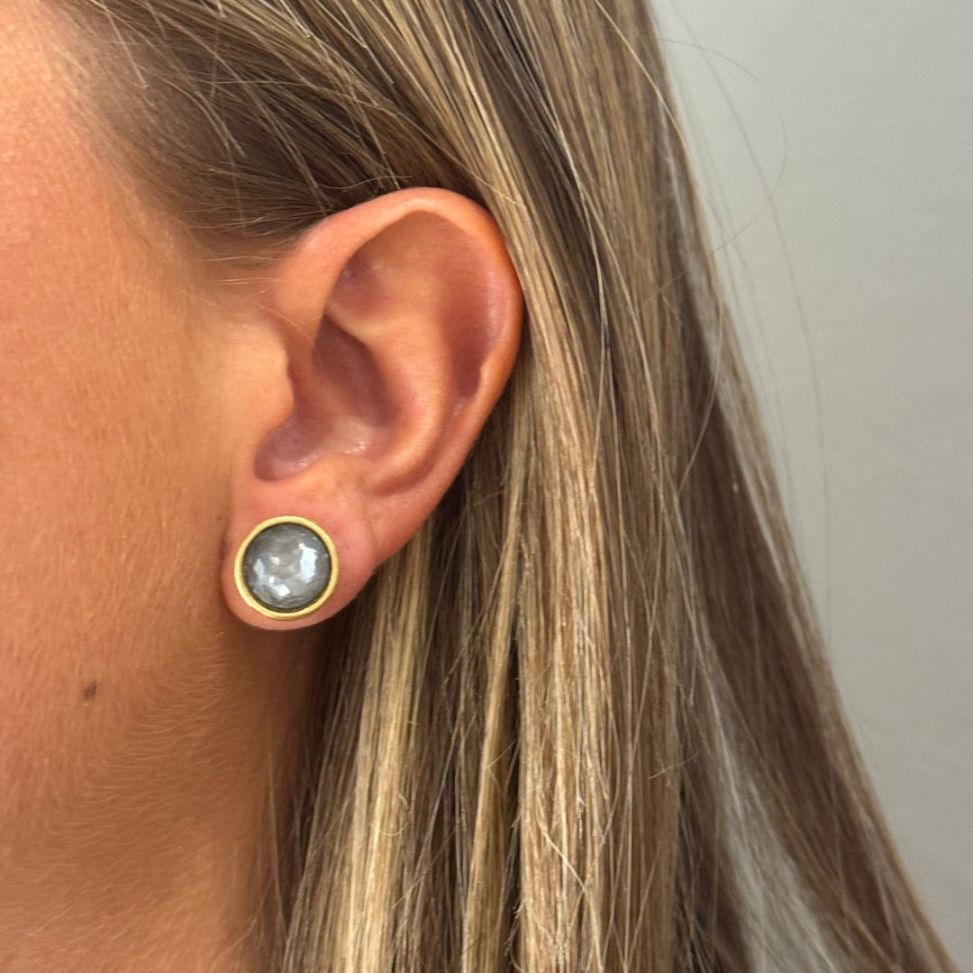 Aros Dita en Dorado Mate y Cristal Dark Grey