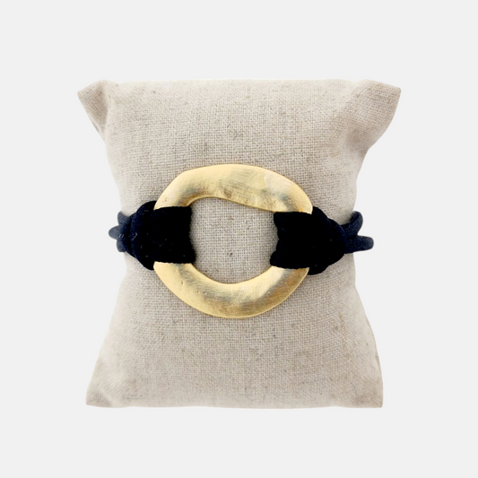 Pulsera Origins con Cordones Negros y Dorado Mate