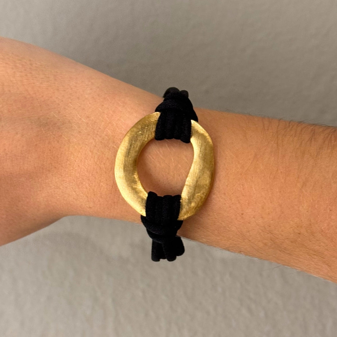 Pulsera Origins con Cordones Negros y Dorado Mate