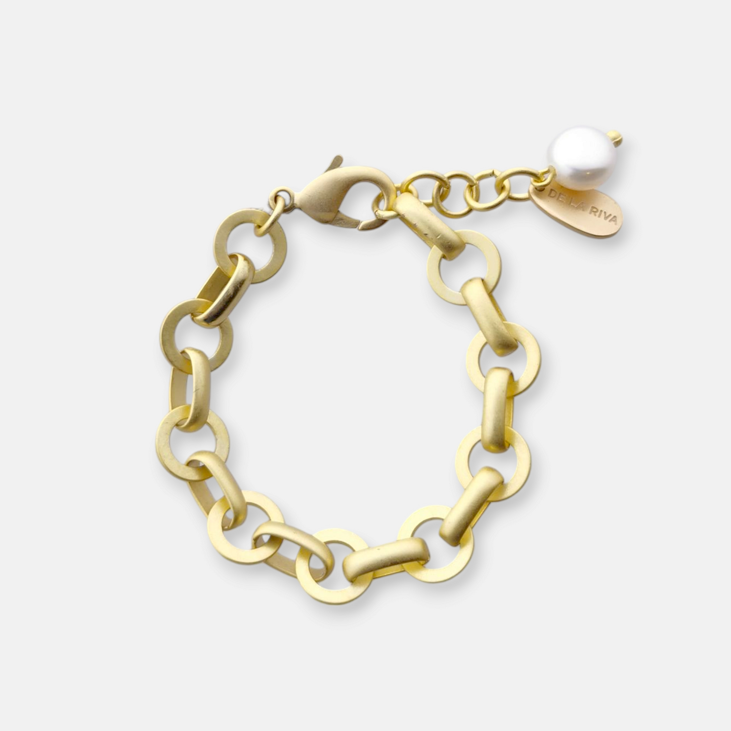Pulsera Roma Eslabones y Argollas en Dorado Mate