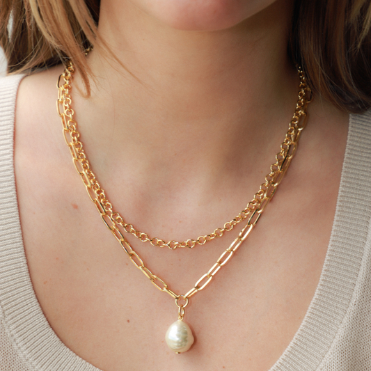 Collar Ceremony Doble Dorado Brillante