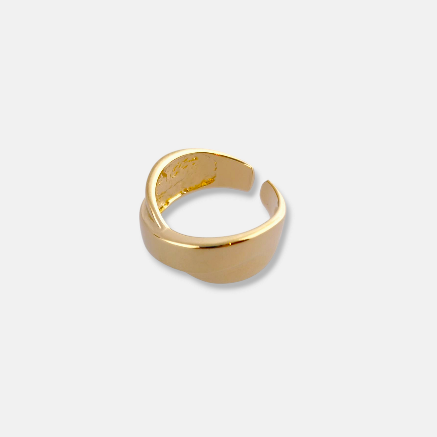 Anillo Capri Cruzado en Dorado Brillante