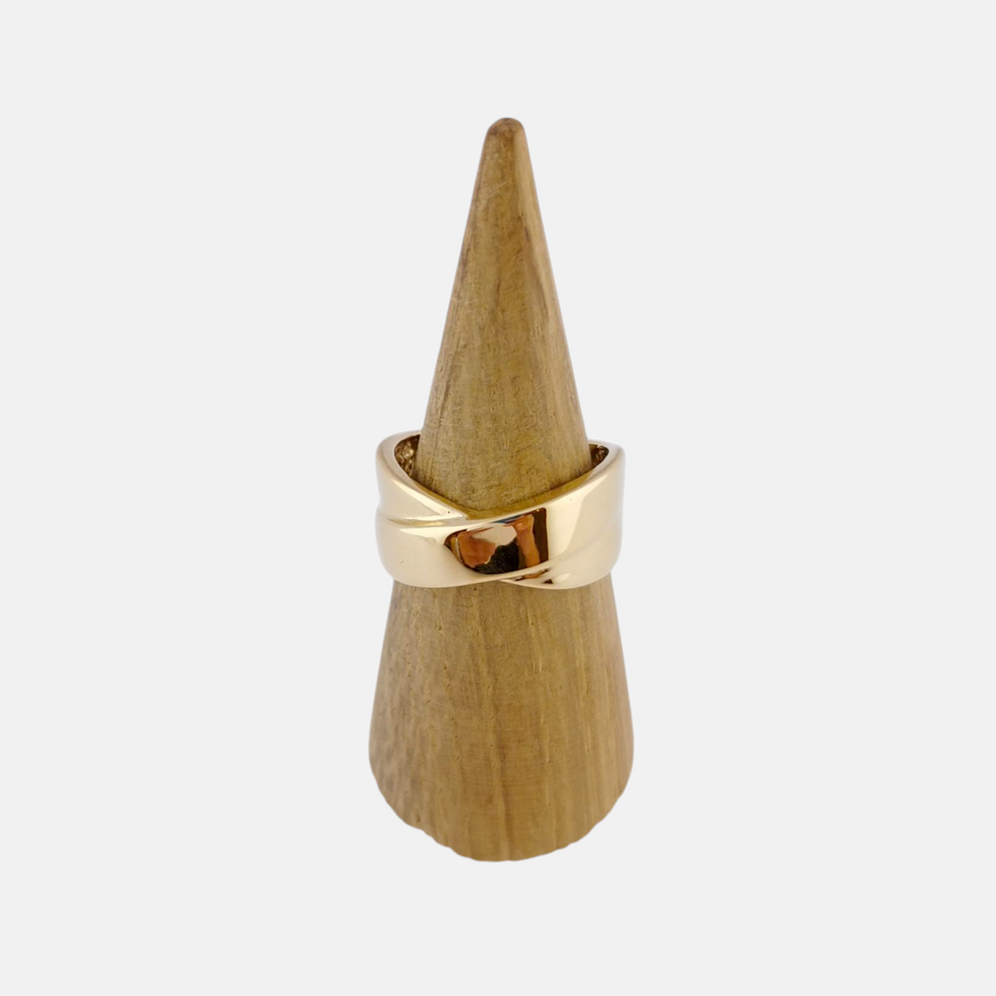 Anillo Capri Cruzado en Dorado Brillante