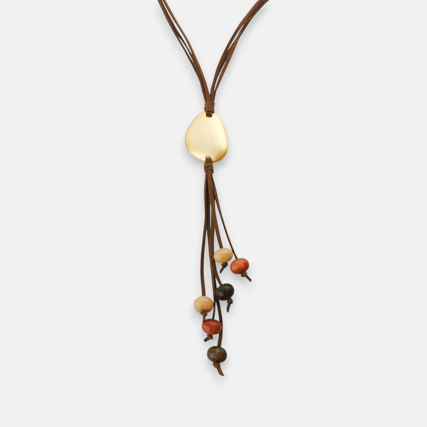 Collar Origins Largo con Cordones y Adorno en Dorado Mate
