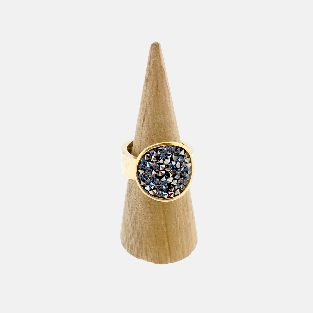 Anillo Dita Bañado Oro Mate con Cristales Swarovski