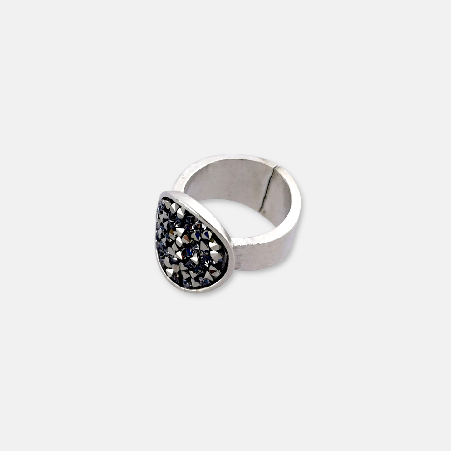 Anillo Dita Bañado Plata Mate con Cristales Swarovski