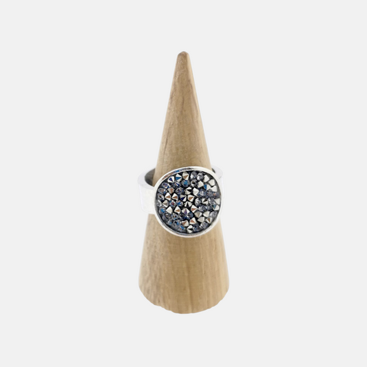 Anillo Dita Bañado Plata Mate con Cristales Swarovski