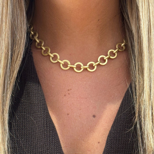 Collar Roma de Círculos en Dorado Mate