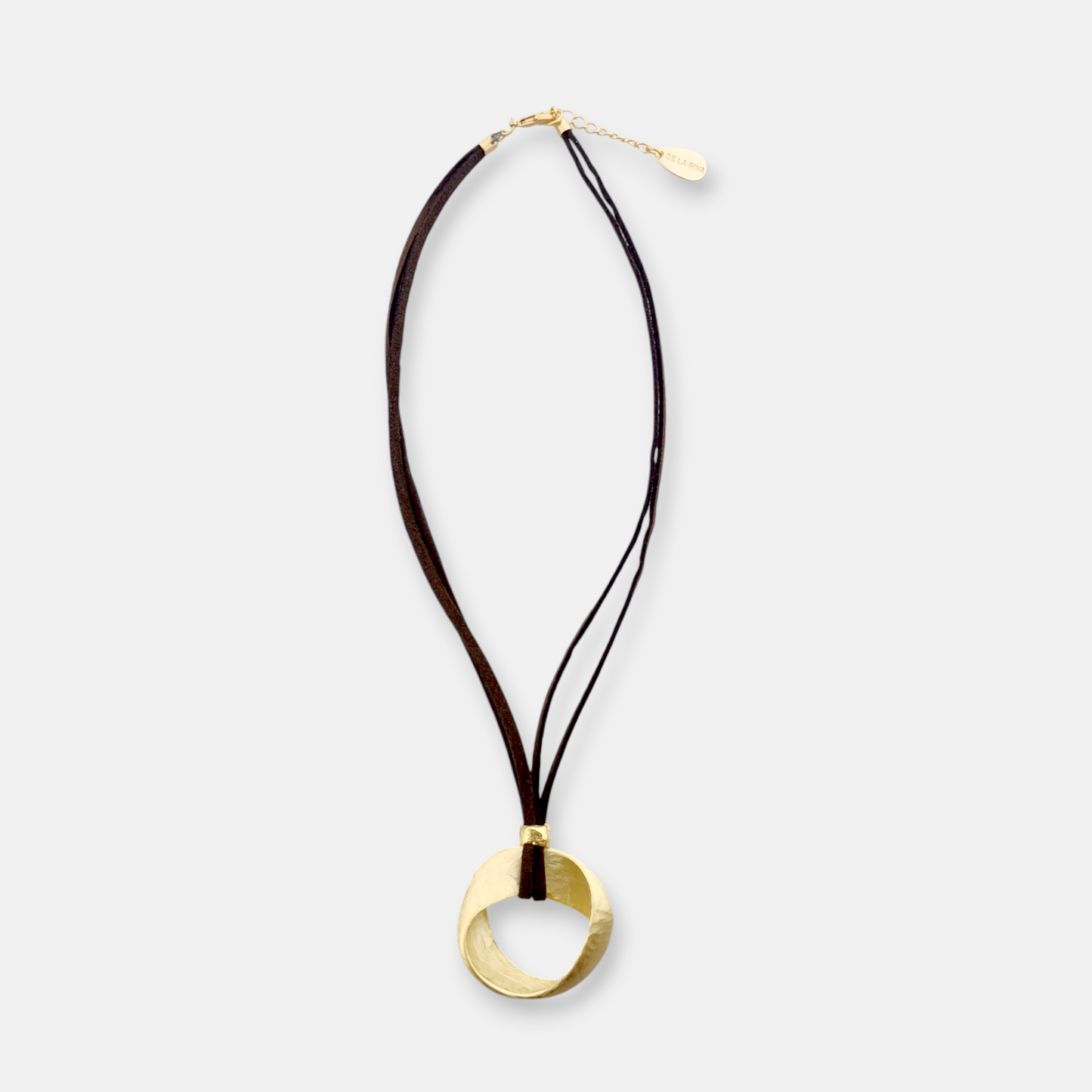 Collar Basic con Cordones Café y Dorado Mate