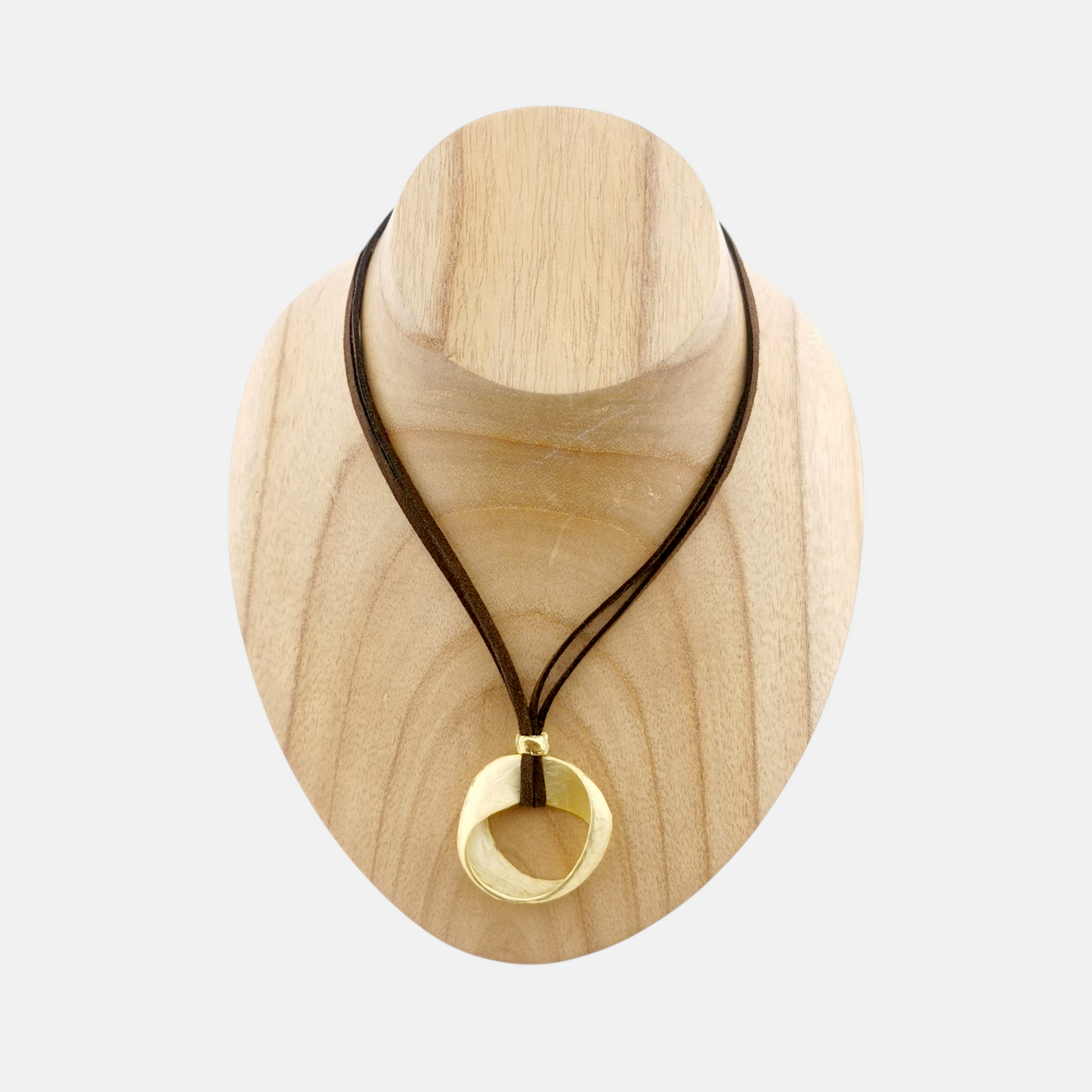 Collar Basic con Cordones Café y Dorado Mate