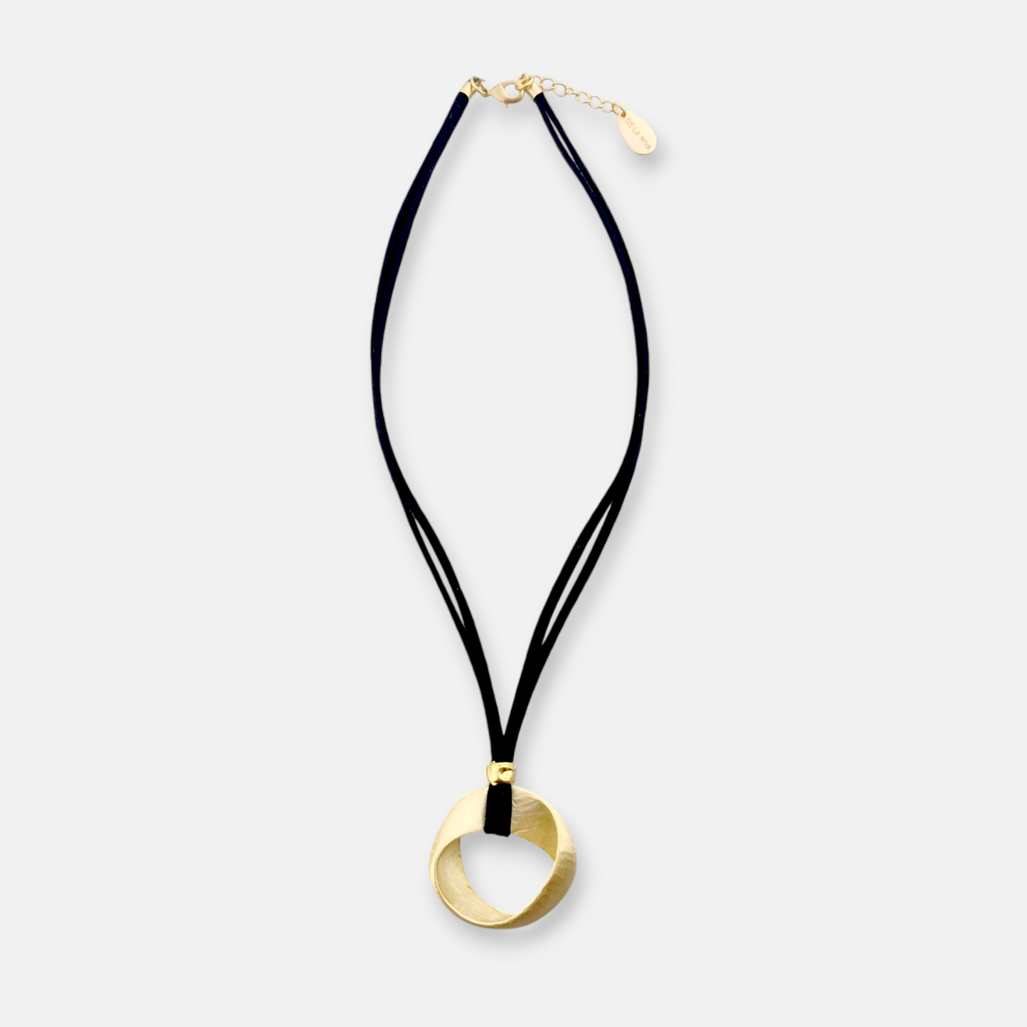 Collar Basic con Cordones Negro y Dorado Mate