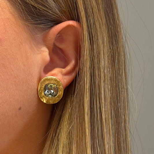 Aros Dita en Dorado Mate y Cristal Black Diamond