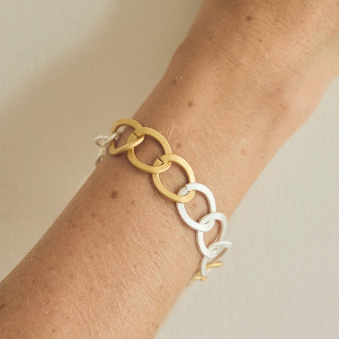 Pulsera Roma Plateado y Dorado mate