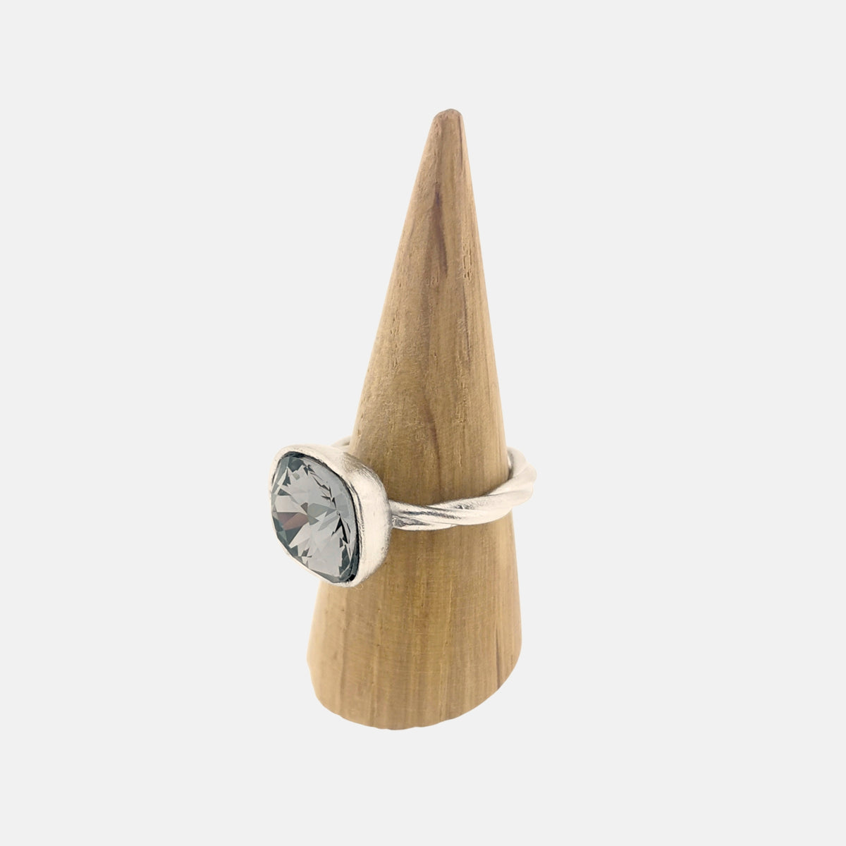 Anillo Dita en Plata Mate con Cristal Swarovski Black Diamond