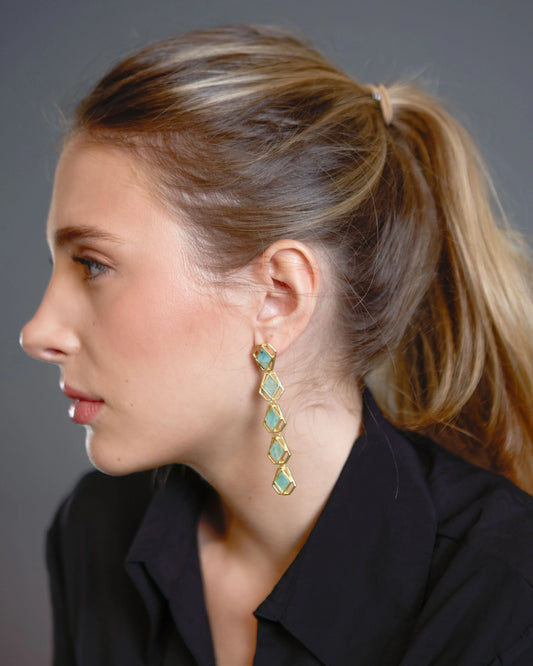 Aros Dorados Anuja Amazonita