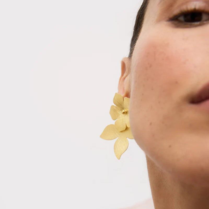 Aros Vinca y Magnolia Dorados