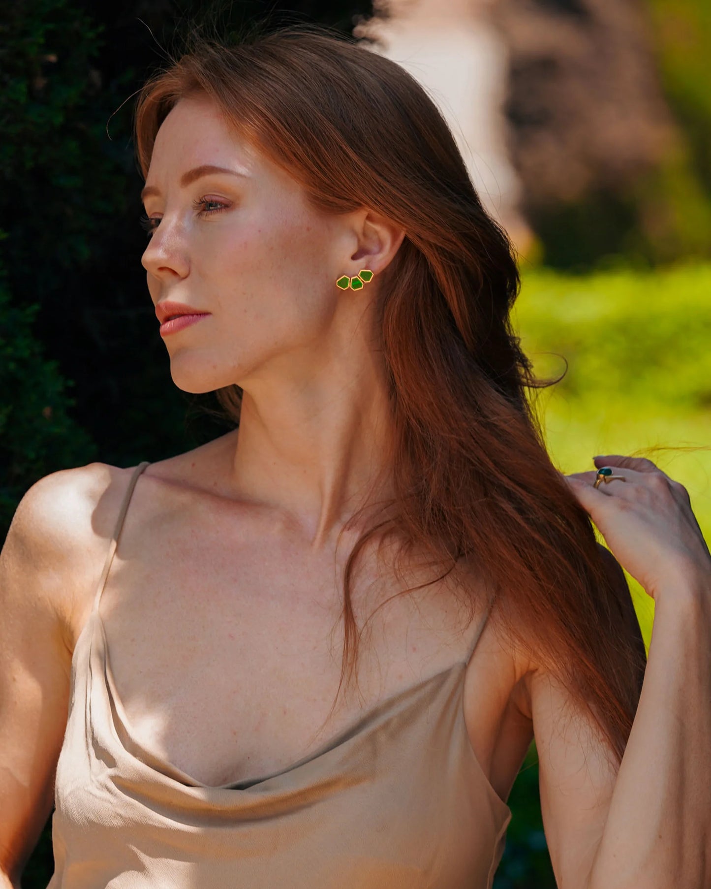 Aros Dorados Samir Onix Verde