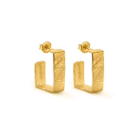 Aros Rectangulares Dorados Medianos Lignis Anchos