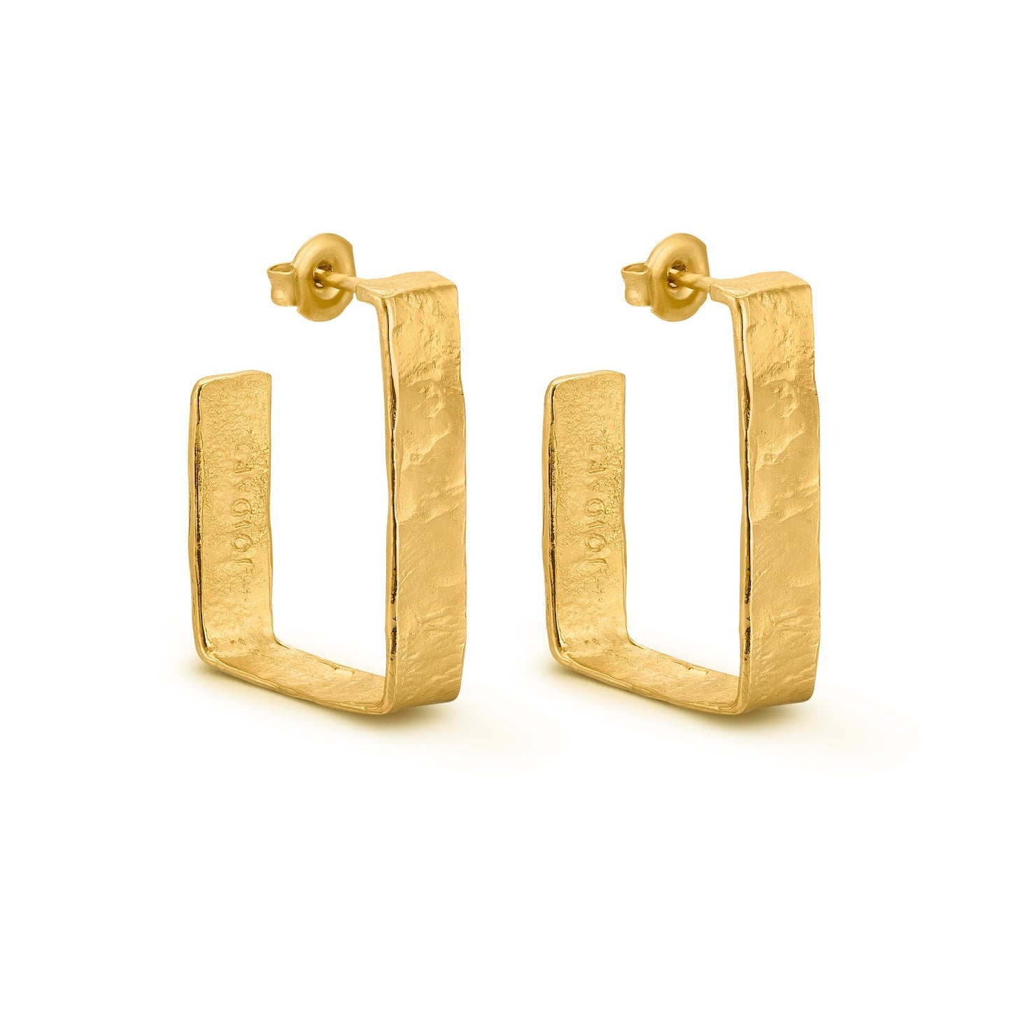 Aros Rectangulares Dorados Grandes Lignis Anchos