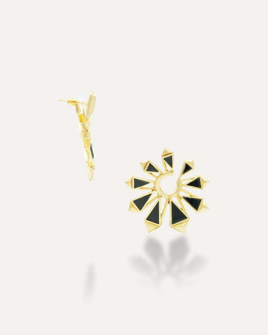 Aros Dorados Roole Onix Negro